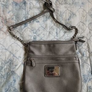 Nicole Metallic Gray Crossbody Bag